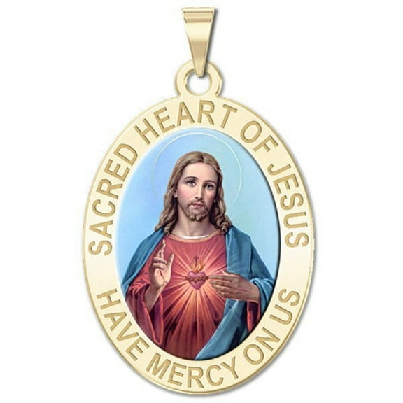 Picturesongold.Com Sacred Heart Jesus Religious Medal Necklace Pendants Adult-1/2x2/3 14kYellow Gold
