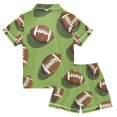 thumbnail image 2 of FORMRS Kids Short Sleeve Top and Pants Pajama Set Unisex Satin 2-Piece Sleepwear, Sizes 5-6Y, Game Day Footballs, 2 of 8