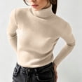 thumbnail image 6 of PBFRDSJ Women's Turtleneck Ribbed Knit Top Long Sleeve Slim Fit Pullover Sweaters Soft Warm Cozy Basic Stretchy Tops Free Sizes, 6 of 9