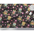 thumbnail image 2 of Soimoi Polyester Crepe Fabric Floral & Owl Cartoon Print Sewing Fabric Yard 52 Inch Wide, 2 of 3