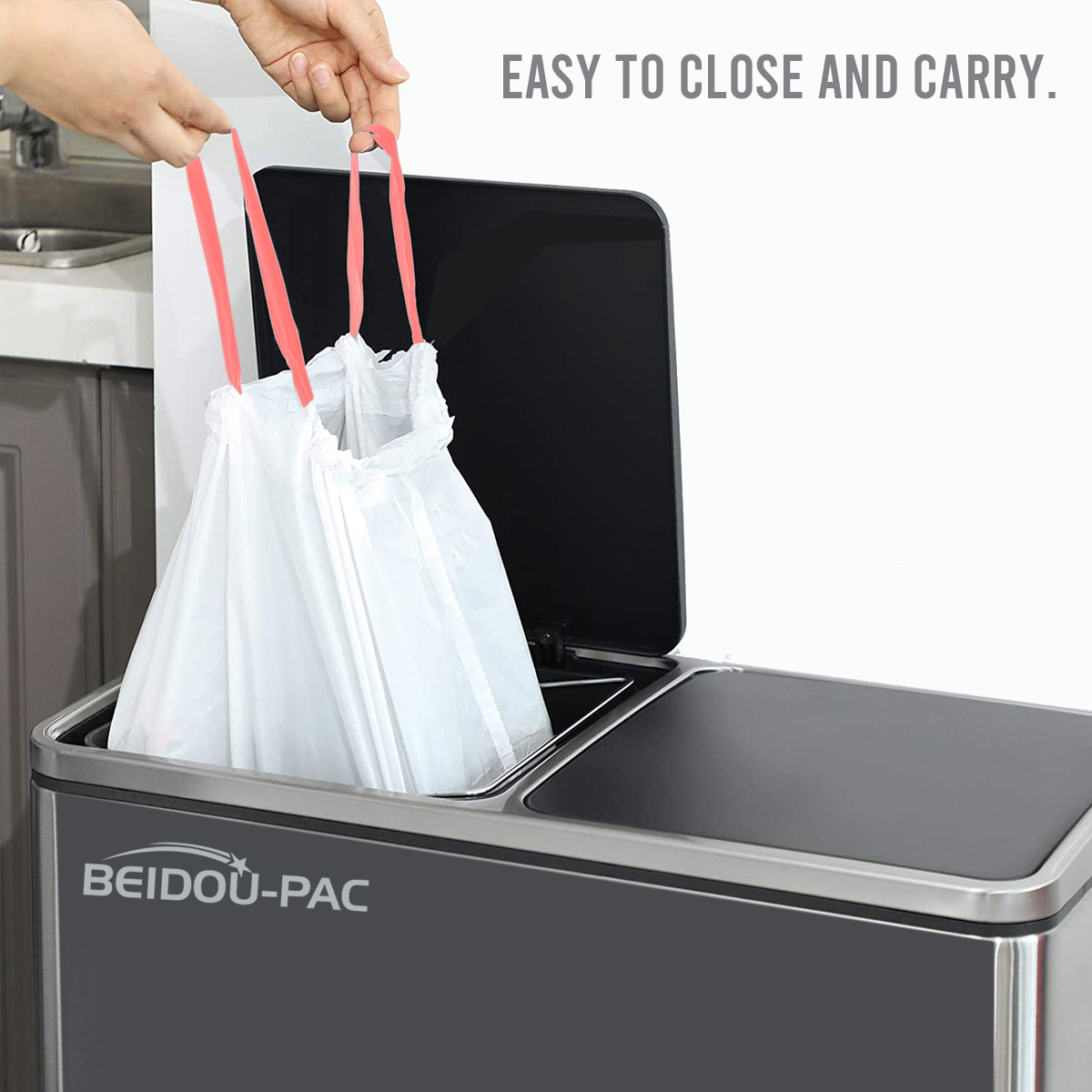 BEIDOU-PAC 13 Gallon Trash Bags, White, 200 Count photo 3