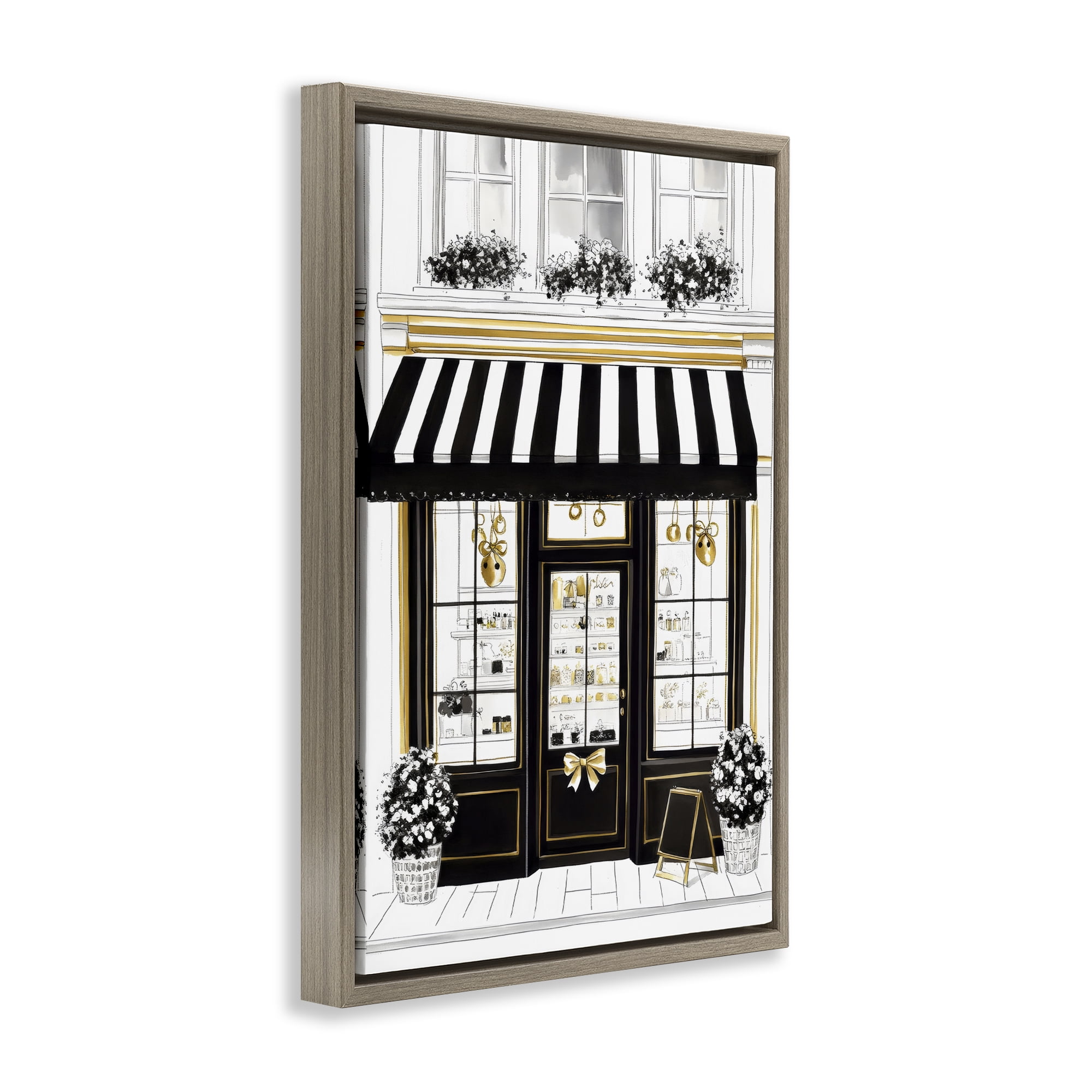 Stupell Industries Paris Storefront Window Display Brown Framed Floater Canvas Wall Art, design by Petal Prints Design