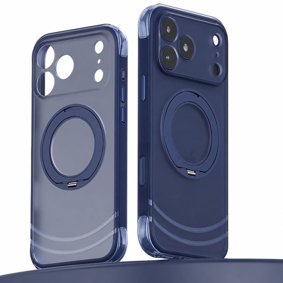 Dteck for iPhone 17 Pro Case with Rotatable Ring Stand, Compatible with MagSafe,Translucent Matte Back with Camera Protection,Darkblue