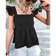 thumbnail image 1 of Blusa sin mangas para mujer, con ribete de volantes, tirantes para los hombros, dobladillo empalmado suelto, blusa informal sin espalda de verano, 1 of 8