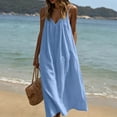 thumbnail image 6 of XuJwPNcy Sundresses for Women Breathable Sleeveless Backless Cami Dress V Neck Loose Fit Long Dress Beach Travel Clothes, 6 of 7