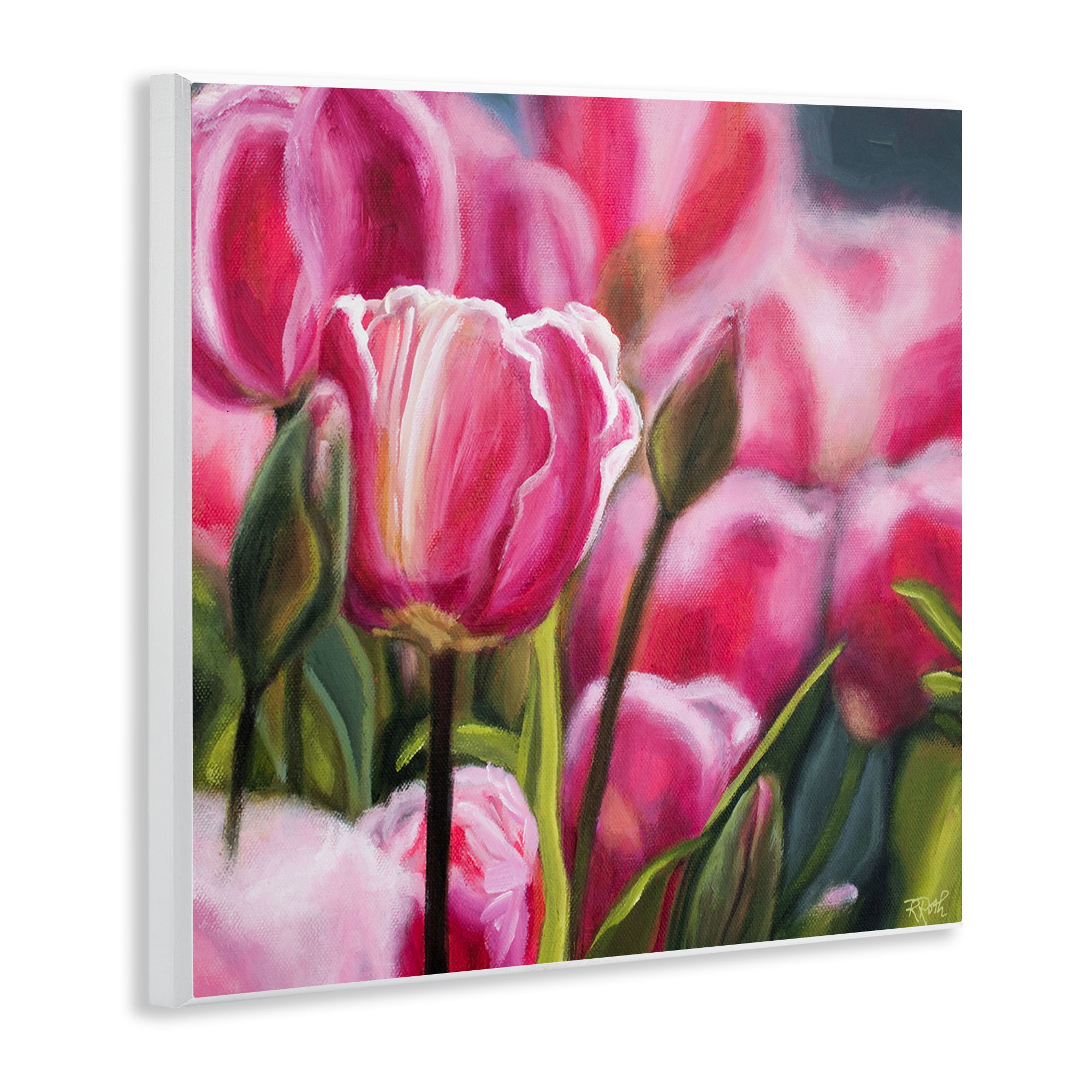 Stupell Industries Pink Tulips Garden Plants & Flowers Painting Unframed Art Print Wall Art, 12 x 12