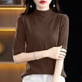 thumbnail image 2 of Womens Tops Knit Pullover Sweaters Casual Fall Winter Cozy Loungewear Fall Winter Semi High Neck Knitted Pullover Sweater Slim Fit Ribbed Texture Versatile Casual Blouse, 2 of 6