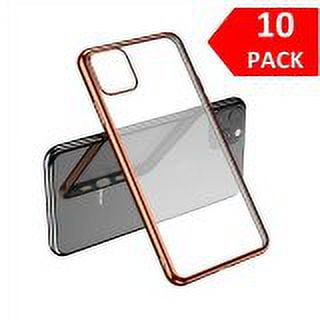 For iPhone 11 Pro Max Pack of 10 X Clear Silicone Case With Rose Gold Edge