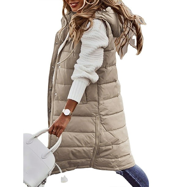 Innerwin Hooded Down Vest Solid Color Women Puffer Vests Holiday