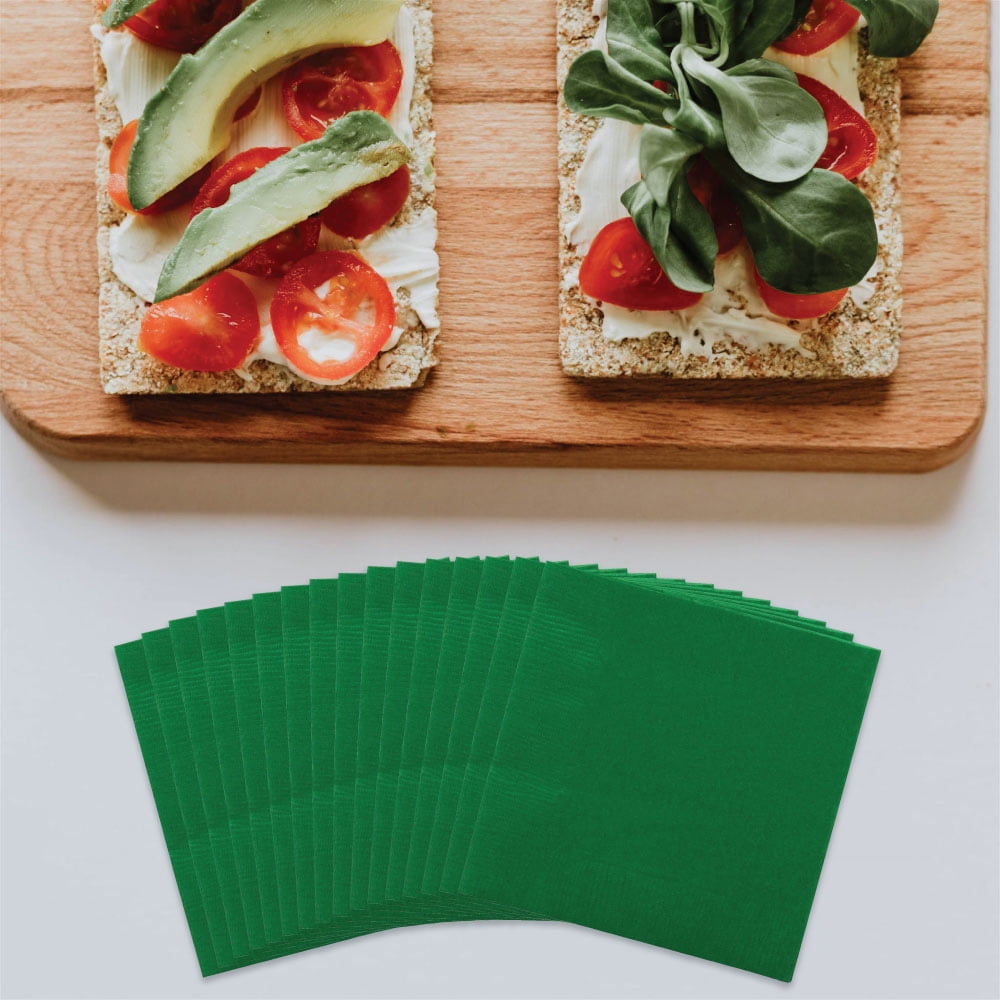 JAM Paper Medium Lunch Napkins, 6 1/2 x 6 1/2, Green, 200/Pack