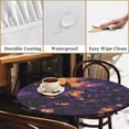 thumbnail image 4 of Round Fitted Tablecloth with Elastic Edge, 44"-60" Waterproof Stain Resistant Table Cover for Indoor, Outdoor, Picnic, Dining, Camping, Party, Holiday, 44inch, Halloween Spooky, 4 of 4