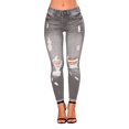 thumbnail image 3 of Difdany Women's Ripped High Waisted Skinny Jeans Button Fly Distressed Stretchy Denim Pants Gray 2XL, 3 of 7
