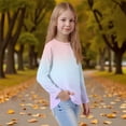 thumbnail image 3 of Girls Long Sleeve Crewneck Gradient Print Casual Pullover Top Soft Lightweight Comfortable Shirt for Daily Wear School, 3 of 5