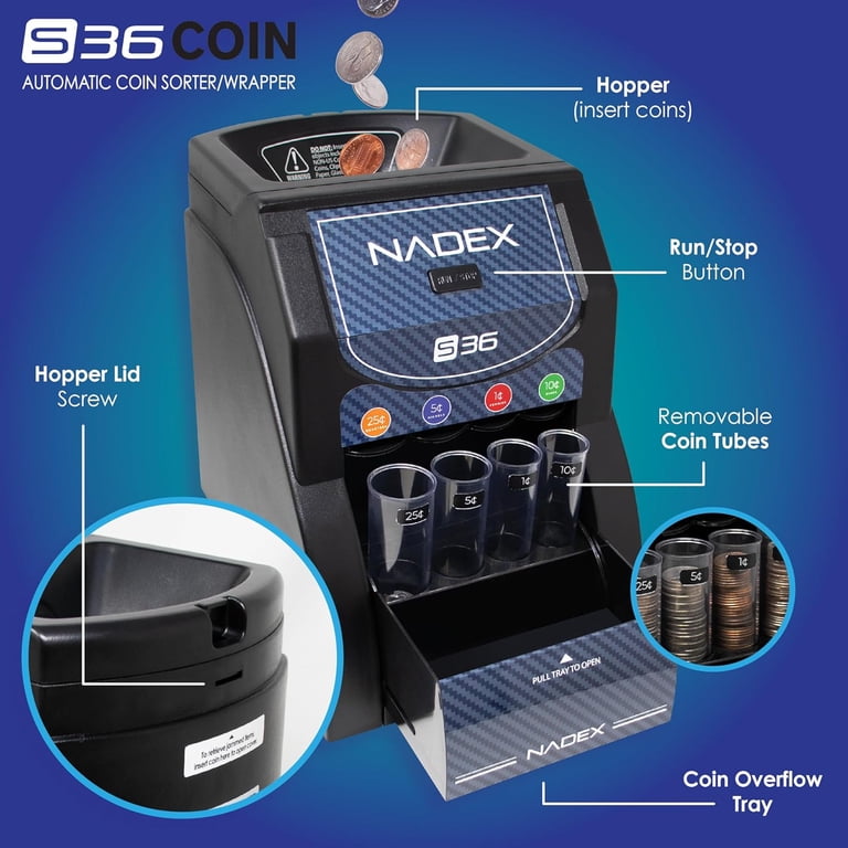 自動カウンター ELECTRONIC COIN SORTER Nadex Coins Automatic Coin Sorter S36, Nxte-1895 - Walmart.com