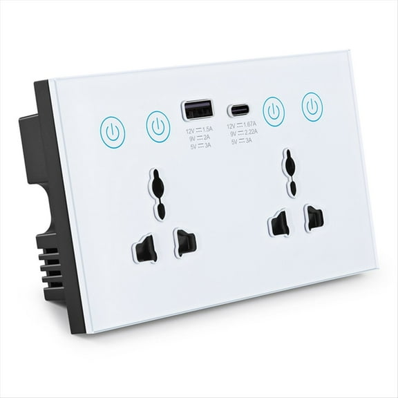 Enchufe Universal UE Reino EE. UU. Tuya WiFi Interruptor de Enchufe Inteligente con Puerto USB y Tipo C Salida Smart Life