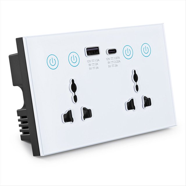 Enchufe Universal UE Reino EE. UU. Tuya WiFi Interruptor de Enchufe Inteligente con Puerto USB y Tipo C Salida Smart Life