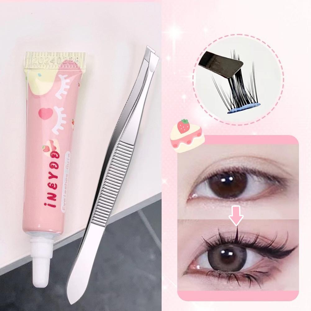 Kit Faux Cils Arishine 3D + Colle + Pince - Effet Naturel Et Volume - Teinte Noire