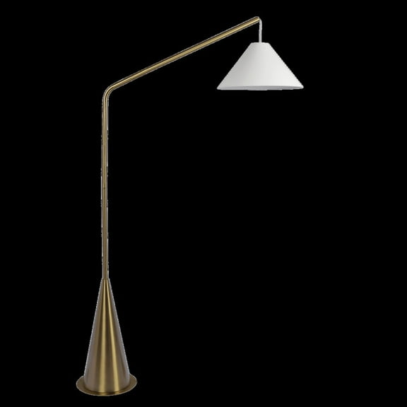 Ashcroft Furniture FLL03700801 Lisbon Floor Lamp with On & Off Switch Coned Base Hanging White Fabric Shade, Black