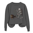 thumbnail image 4 of WEIWEN Dog Mama Sweatshirt for Women Funny Skeleton Chasing Dachshund Print Crewneck Long Sleeve Halloween Outfits for Women Going Out Tops Fall Sweaters Women's Clothing S, 4 of 4
