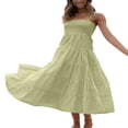 thumbnail image 1 of PENGXIANG Femme Été Boho Midi Robe Été Froncé Sans Manches Cravate Sangle Smocked Tiered A-Line Robe Fluide Bleu Clair S, 1 of 8