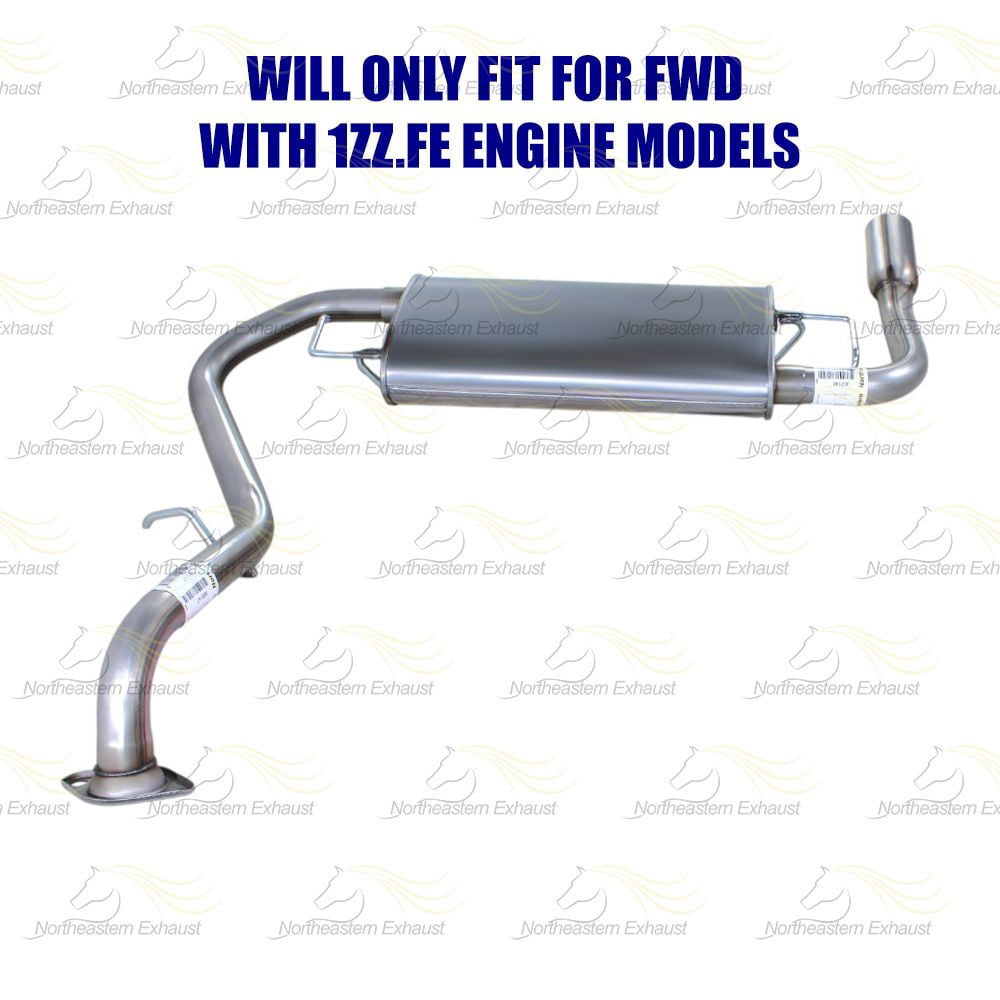 Northeastern Exhaust Extension Pipe, Muffler & Tail Pipe Fits 2003-2008 Pontiac Vibe 1.8L (Will only fit FWD with 1ZZ-FE DOHC engine) - Direct Fit | Stainless Steel System Kit