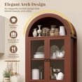 thumbnail image 3 of Kuublock 71” Tall Arched Pantry Cabinet with Glass Door, Display Cabinet Organizer with Barn Door & Drawer, Versatile Pantry Container for Kitchen, Living Room, Dining Room, Brown, 3 of 6