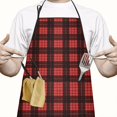 thumbnail image 2 of Red and Black Christmas Plaid Pattern Apron-Garden Aprons for Women with Pockets-Cotton Linen Waterproof Kitchen Cooking Gardening Aprons Adjustable for Kitchen,Cooking,BBQ and Salon 33"x27", 2 of 7