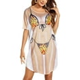 thumbnail image 6 of Women's Cute Bikini Printed T Shirt Dress Short Sleeve Baggy Shirt Beach Fun Swimwear Cover Up Dress Size XL, 6 of 9