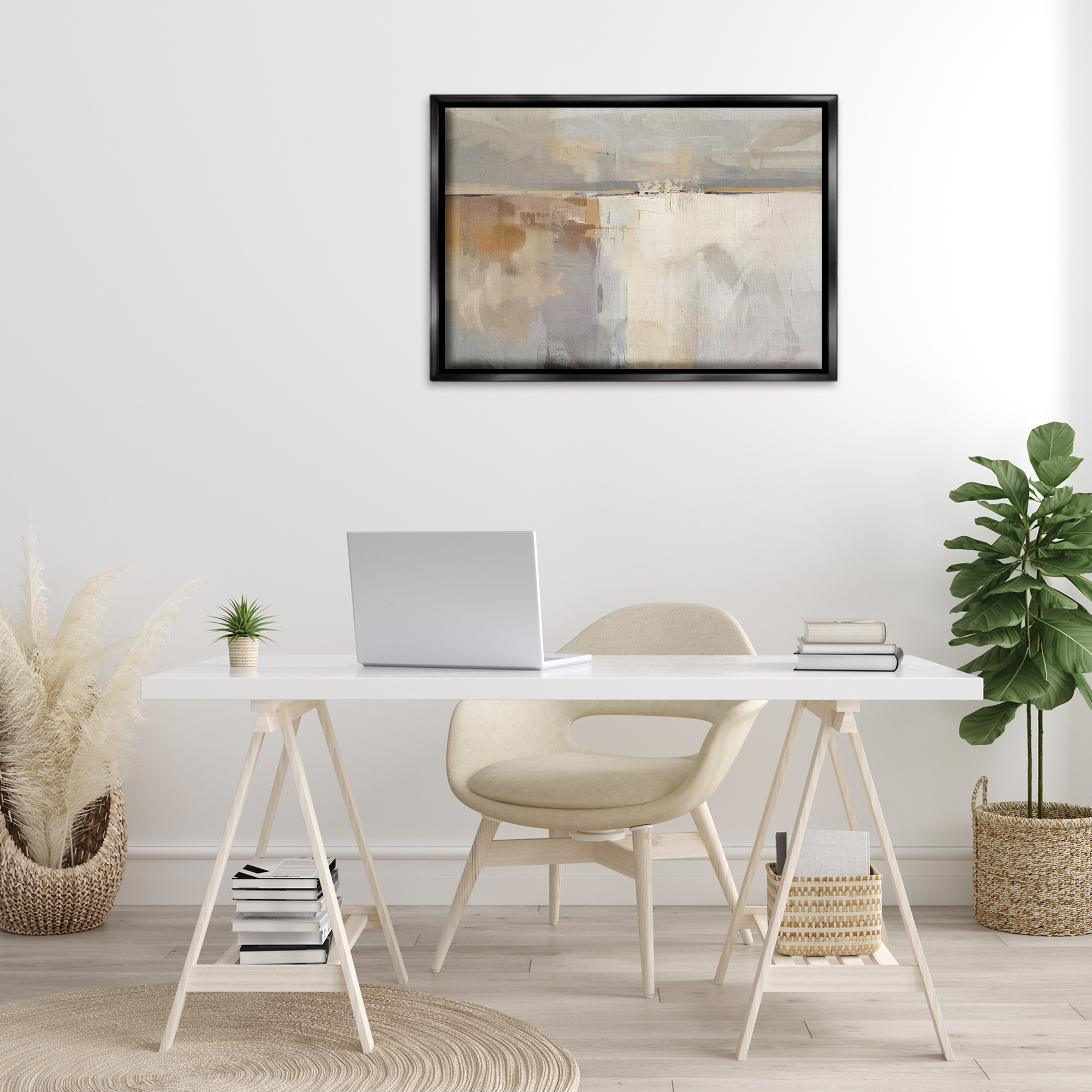 Stupell Industries Shimmering Meadow Illusion Abstract Painting Black Floater Framed Canvas Art Print Wall Art, 31 x 21