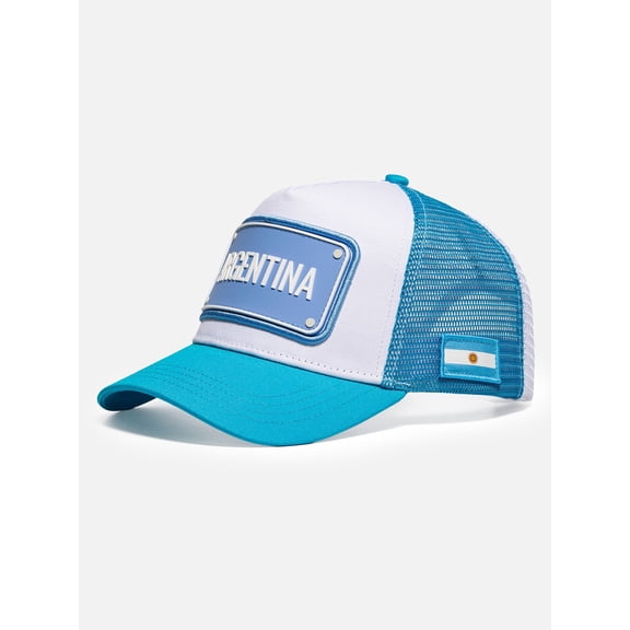 FIFA World Cup 2026 Rubber Country Patch Trucker Soccer Cap - Argentina