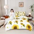 thumbnail image 4 of Castle Fairy Yellow Sunflowers Full Size Comforter Sets 3-Piece for Boys Girls,Chic Floral Vintage Aesthetic Bedding Comforter Set,Rustic Farmhouse Flowers Lightweight Bedding Sets, 4 of 8