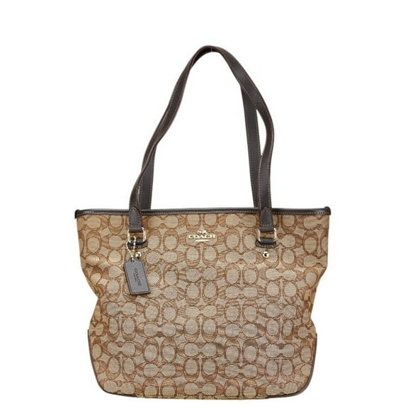 Pre-Owned Coach Signature Handbag Tote Bag F58282 Brown Canvas and Leather Women's... (Good)