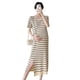 thumbnail image 3 of Vestido de maternidad de verano para mujer embarazada, diseño plisado, a rayas, ajustado, para amamantar, 3 of 4
