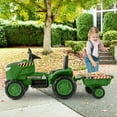 thumbnail image 4 of Gymax 2-in-1 Electric Toy Car 12V Kids Ride On Tractor w/ Trailer Remote Control Lights Grayish Green, 4 of 10