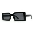 thumbnail image 3 of Womens Mod Minimal Rectangle Plastic Sunglasses All Black, 3 of 4
