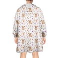 thumbnail image 2 of White Highland Cow Flower Pattern Wearable Oversized Blanket,Wearable Blanket Hoodie for Adults,Cozy Hooded Blankets with Super Pockets,Super Warm Fuzzy Pullover for Women & Men, 2 of 6