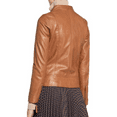 thumbnail image 3 of Luis Leather 100% Leather Jacket for Women - Collarless Deep Neck & Slim Fit - Moto, Bomber, Biker Winter Casual Wear, 3 of 4