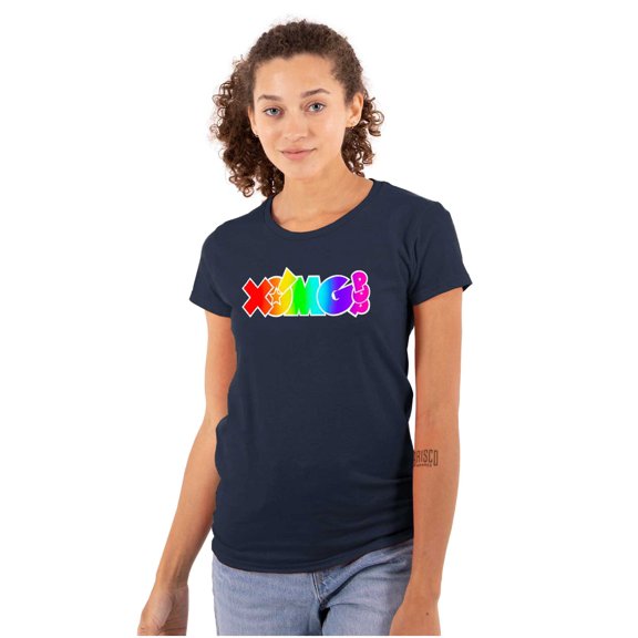 XOMG POP Neon Glow Rainbow Logo Women's T Shirt Ladies Tee Brisco Brands S