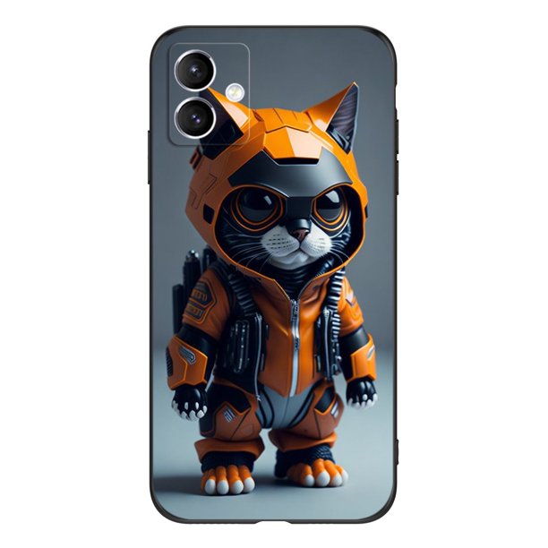 Para Samsung Galaxy A04 Caso Del Teléfono Cubierta Trasera De Silicona Suave Protectora Negro Tpu Gato Lindo Patrón De La Muchacha De Dibujos Animados