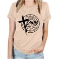 thumbnail image 1 of Blusas de Manga Corta para las Mujeres Imprimir Cuello Redondo Camiseta, Blusa Clásica Vintage para la Primavera Y el Verano, 1 of 4