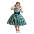 thumbnail image 3 of BYHONG Robe d'Été Décontractée pour Enfants Filles Robe de Concours en Tulle Robe de Soirée Nœud Papillon Sans Manches Verte 2-3 Ans Robes d'Été Décontractées pour Filles, 3 of 6