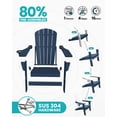 thumbnail image 2 of Cobiod Folding Adirondack Chairs Set of 2 With Cup Holder , All-Weather HDPE Patio Chairs, Wood Grain Ergonomic Outdoor Chairs, Navy, 2 of 9
