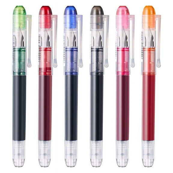 6 Pieces of Multi-Color Disposable Fountain Pens, Used for Sketching, Diary, Calligraphy, Smooth Writing Office Supplies