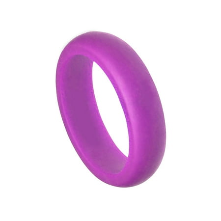 Sports Ring - 6MM Men or Ladies Athlete Sports Flexible PURPLE Silicon Rubber Wedding Band Ring