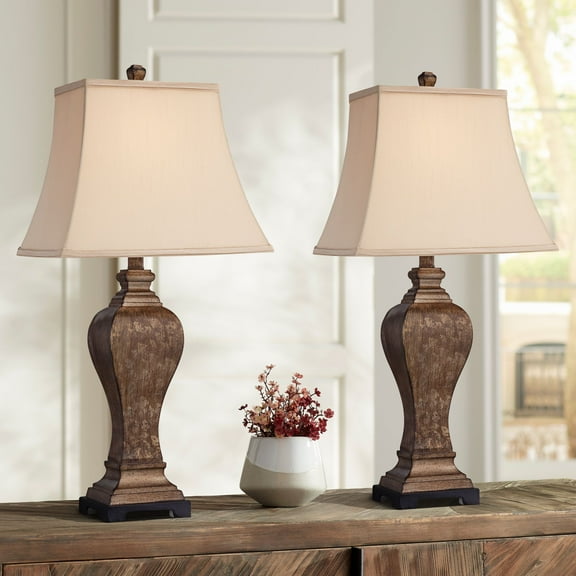 Regency Hill Edgar 29" Tall Urn Traditional Country Cottage End Table Lamps Set of 2 Brown Bronze Finish Living Room Bedroom