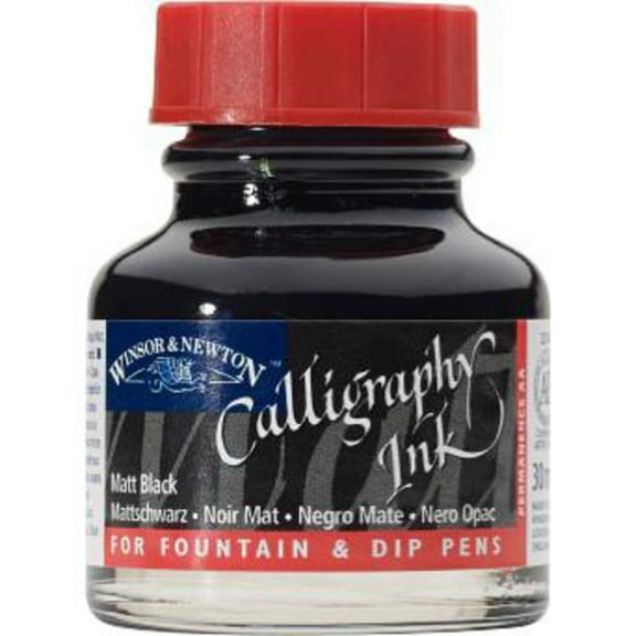 Winsor & Newton Calligraphy, Dip Pen & Brush Ink, Black