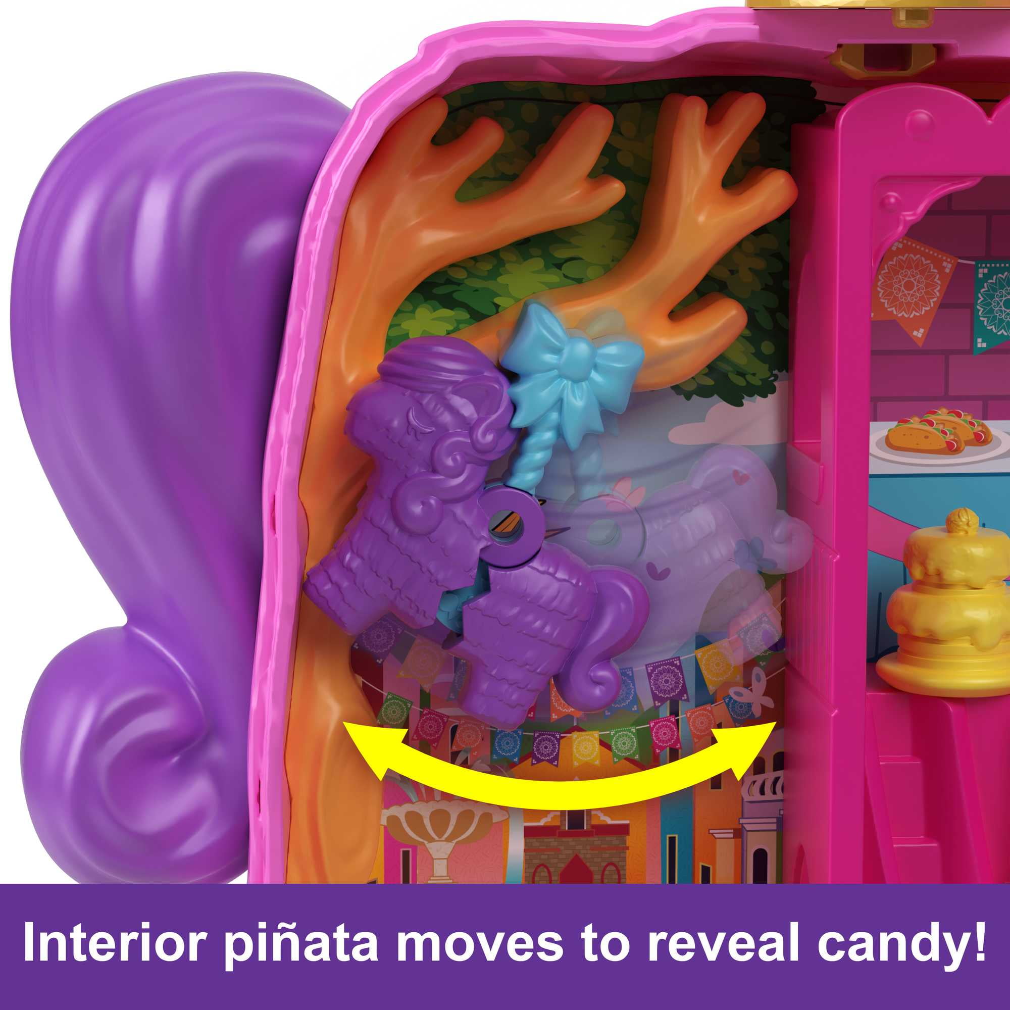 Polly Pocket Pinata Party Compact Playset with 2 Micro Dolls & Accessories,  Travel Toys 