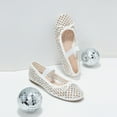 thumbnail image 4 of Women’s Breathable Lightweight Rhinestone Ballet Flats with Delicate Bow and Elastic Strap, 4 of 7