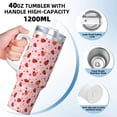 thumbnail image 3 of Uemuo Flowers And Ladybugs Print 40oz Ice Bully With Handle And Straw Stainless Steel Vacuum Insulated Cup And 2 In 1 Straw Lid Insulated Travel Tumbler, 3 of 8