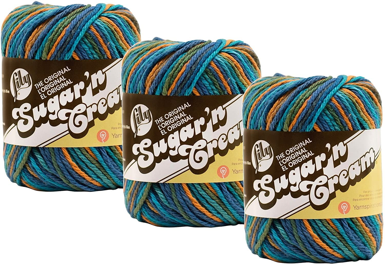 3 Skeins Lily Sugar'n Cream Ombres Yarn, Gauge 4 Medium Worsted ...